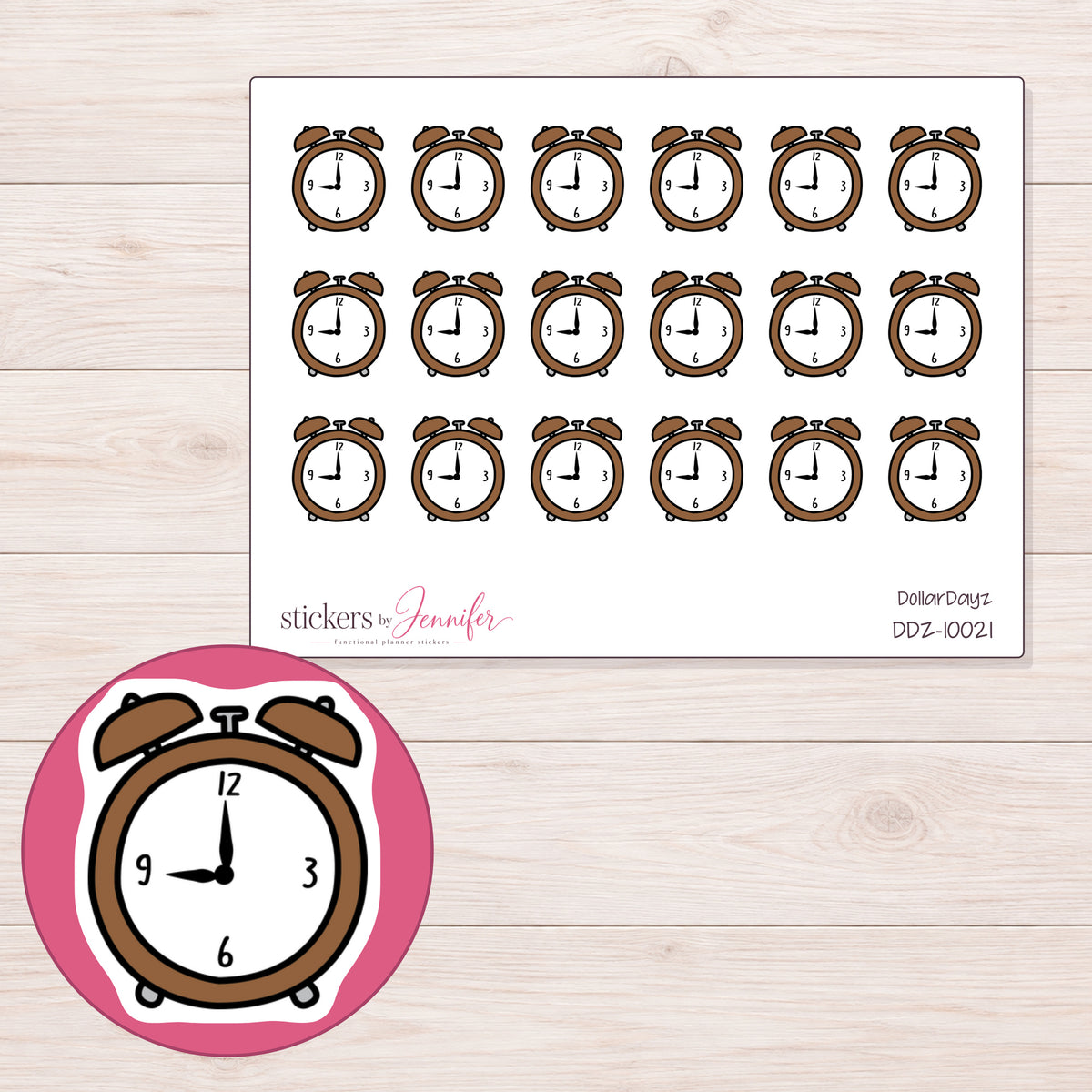 DDZ-10021 planner sticker sheet with enlarged sticker detail