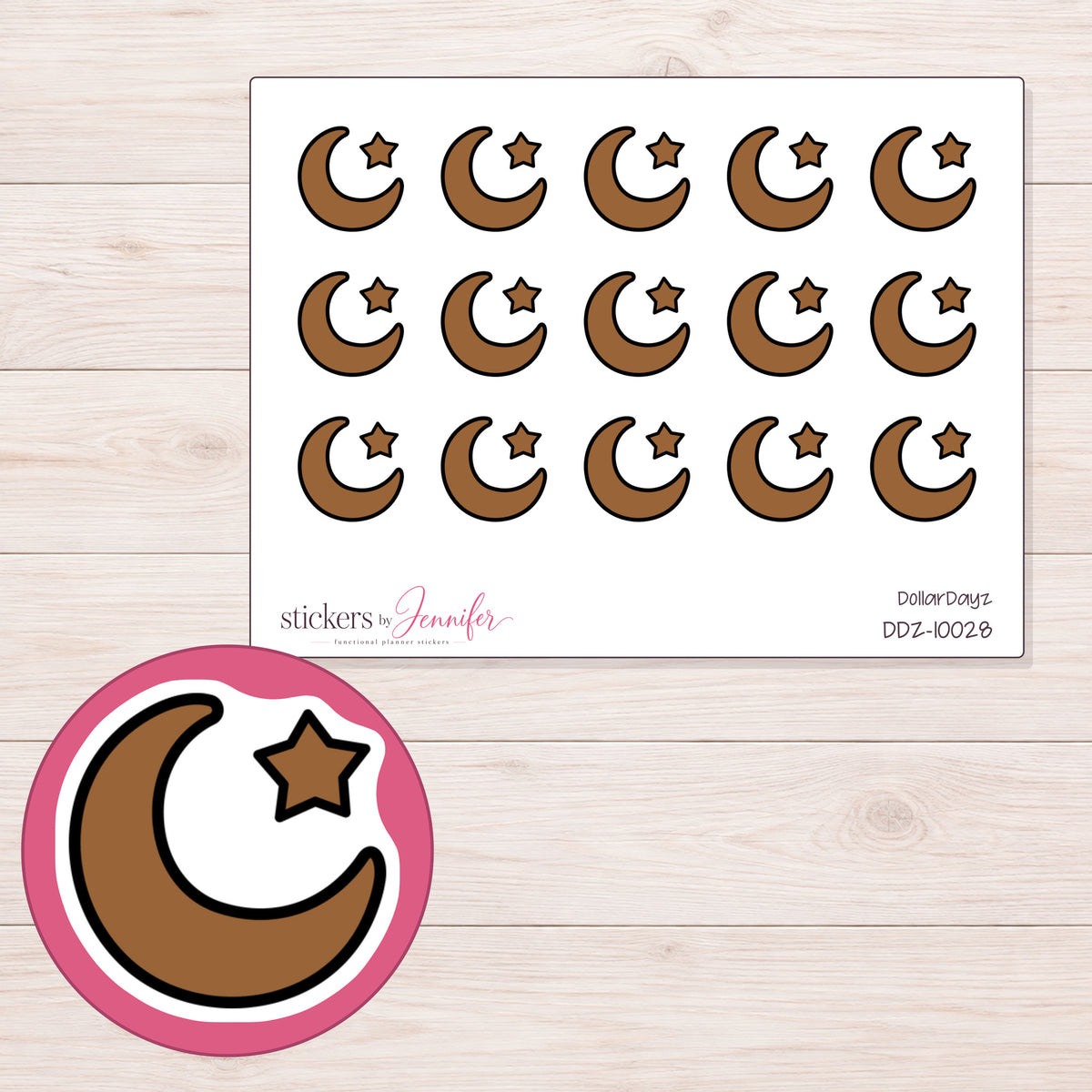 DDZ-10028 planner sticker sheet with enlarged sticker detail