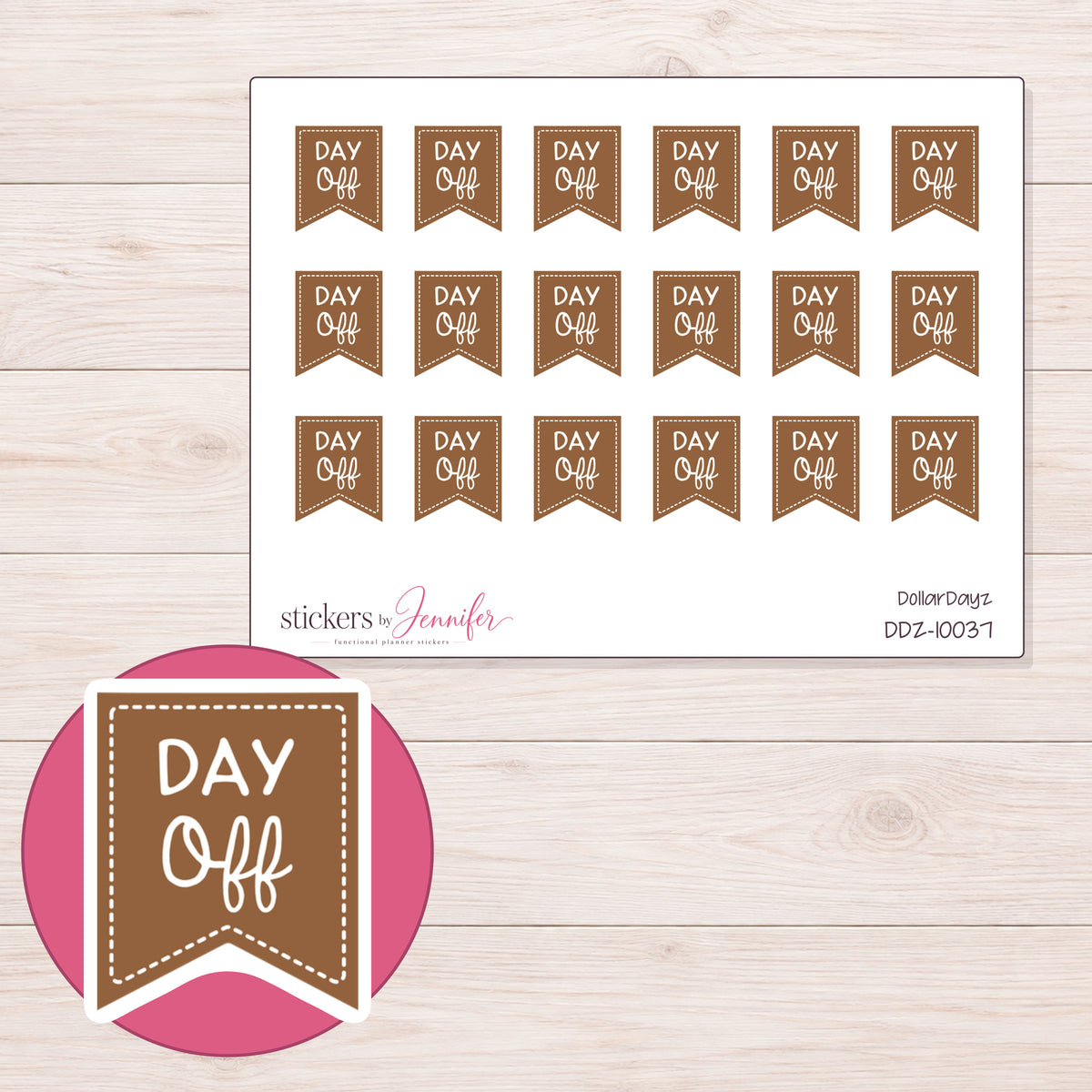 DDZ-10037 planner sticker sheet with enlarged sticker detail
