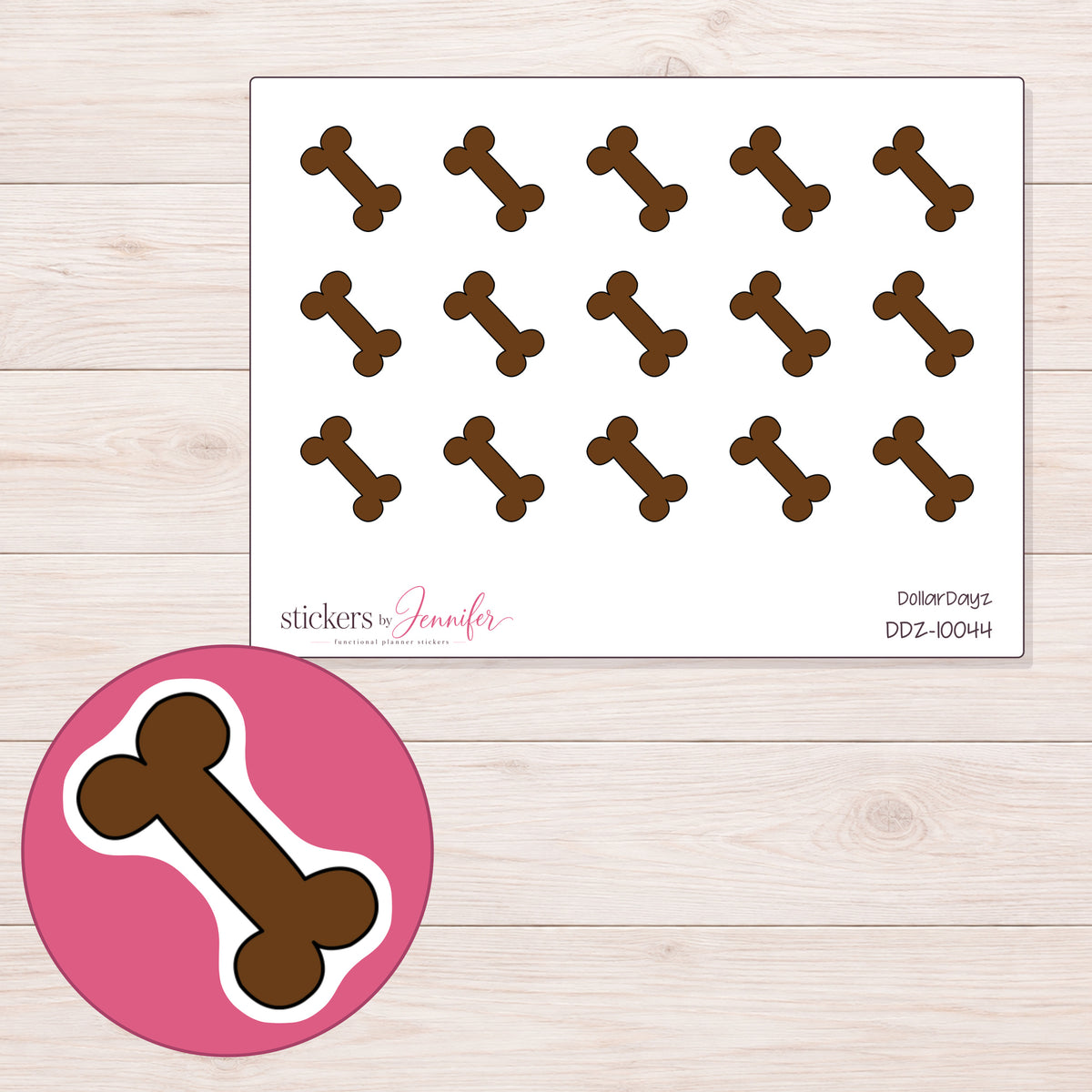DDZ-10044 planner sticker sheet with enlarged sticker detail