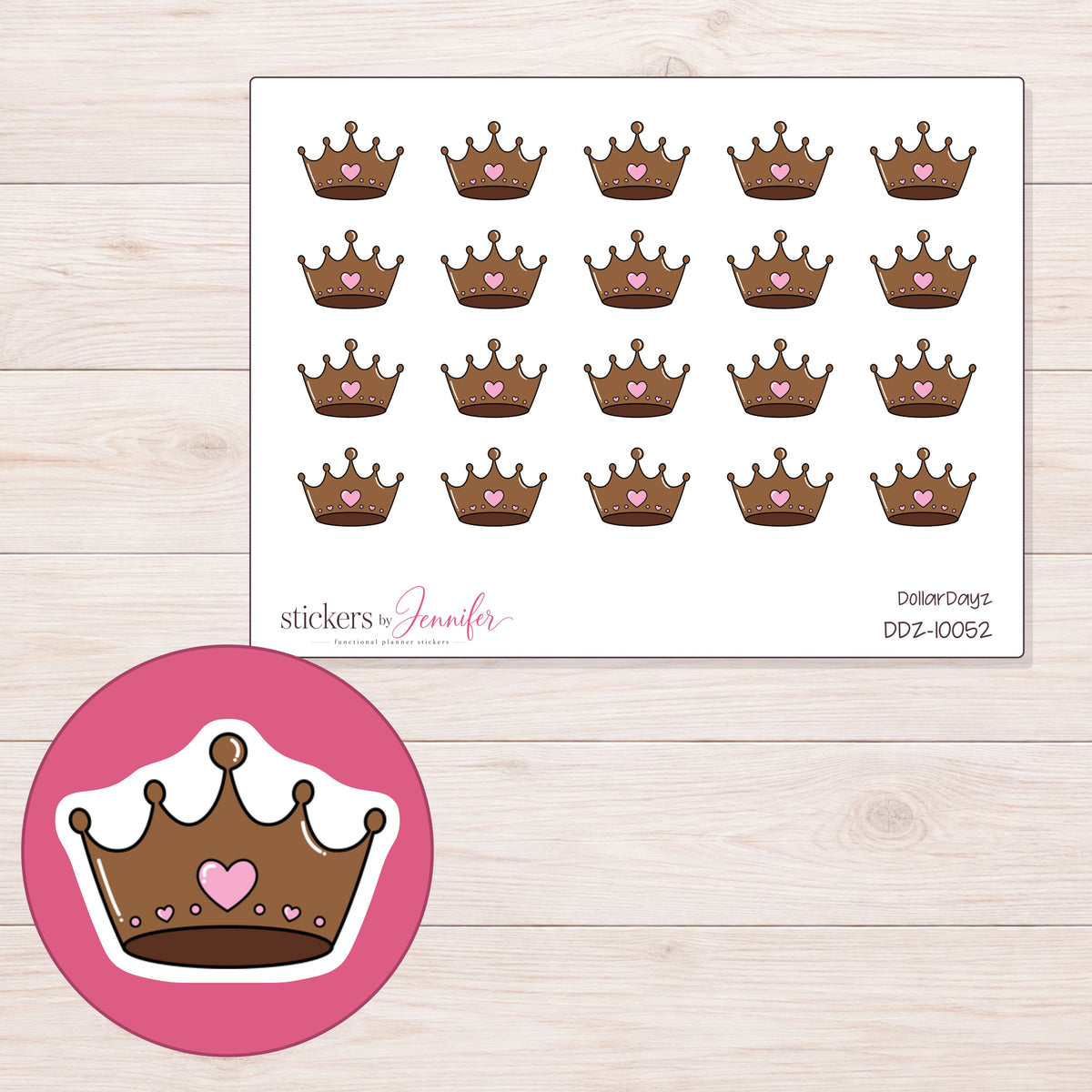 DDZ-10052 planner sticker sheet with enlarged sticker detail