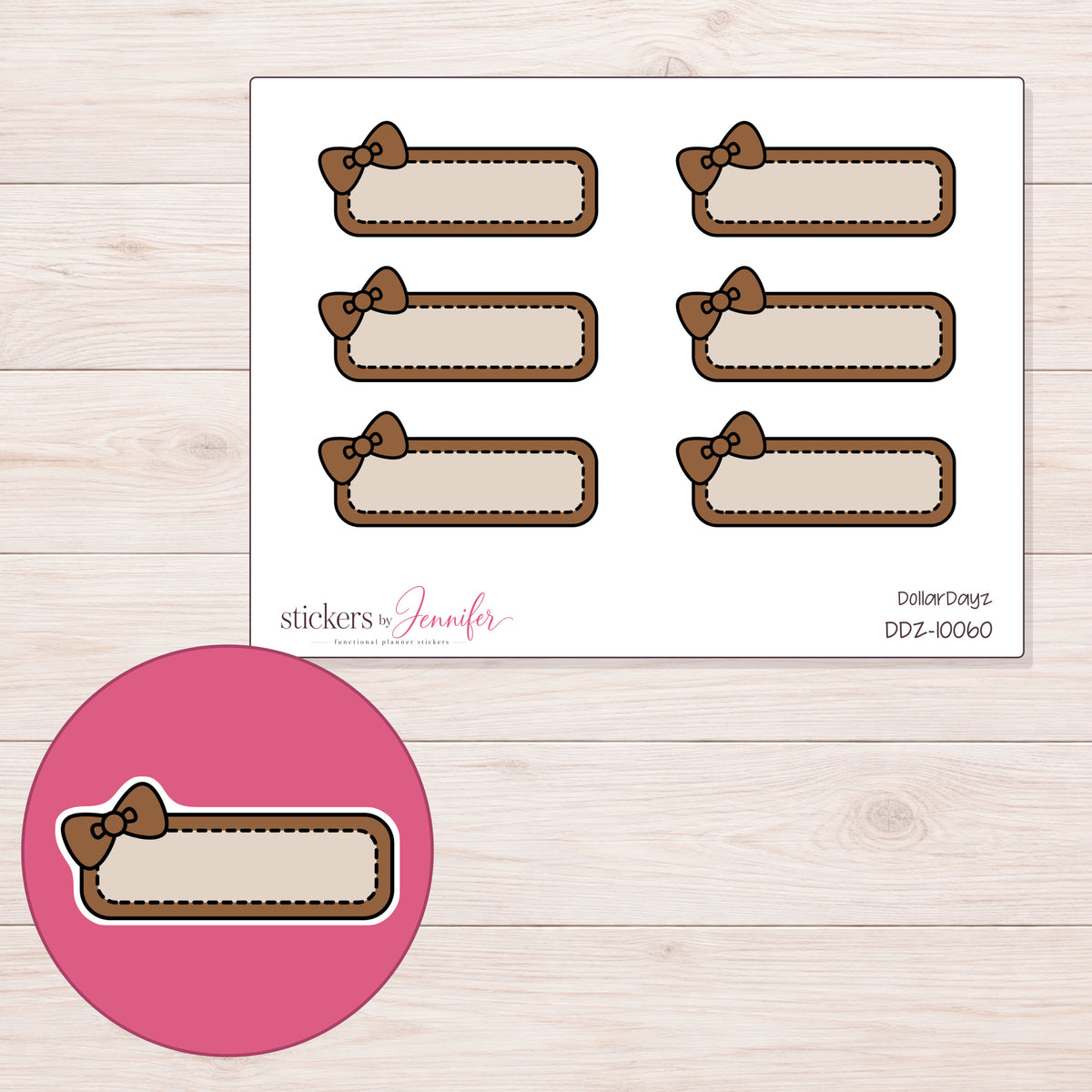DDZ-10060 planner sticker sheet with enlarged sticker detail