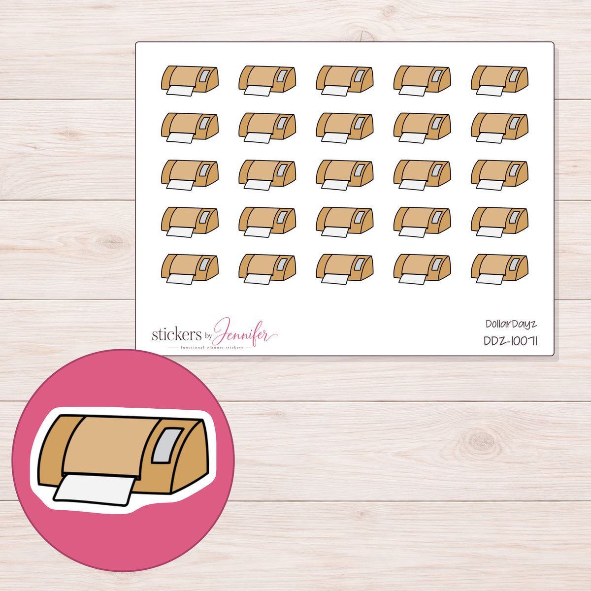 DDZ-10071 planner sticker sheet with enlarged sticker detail