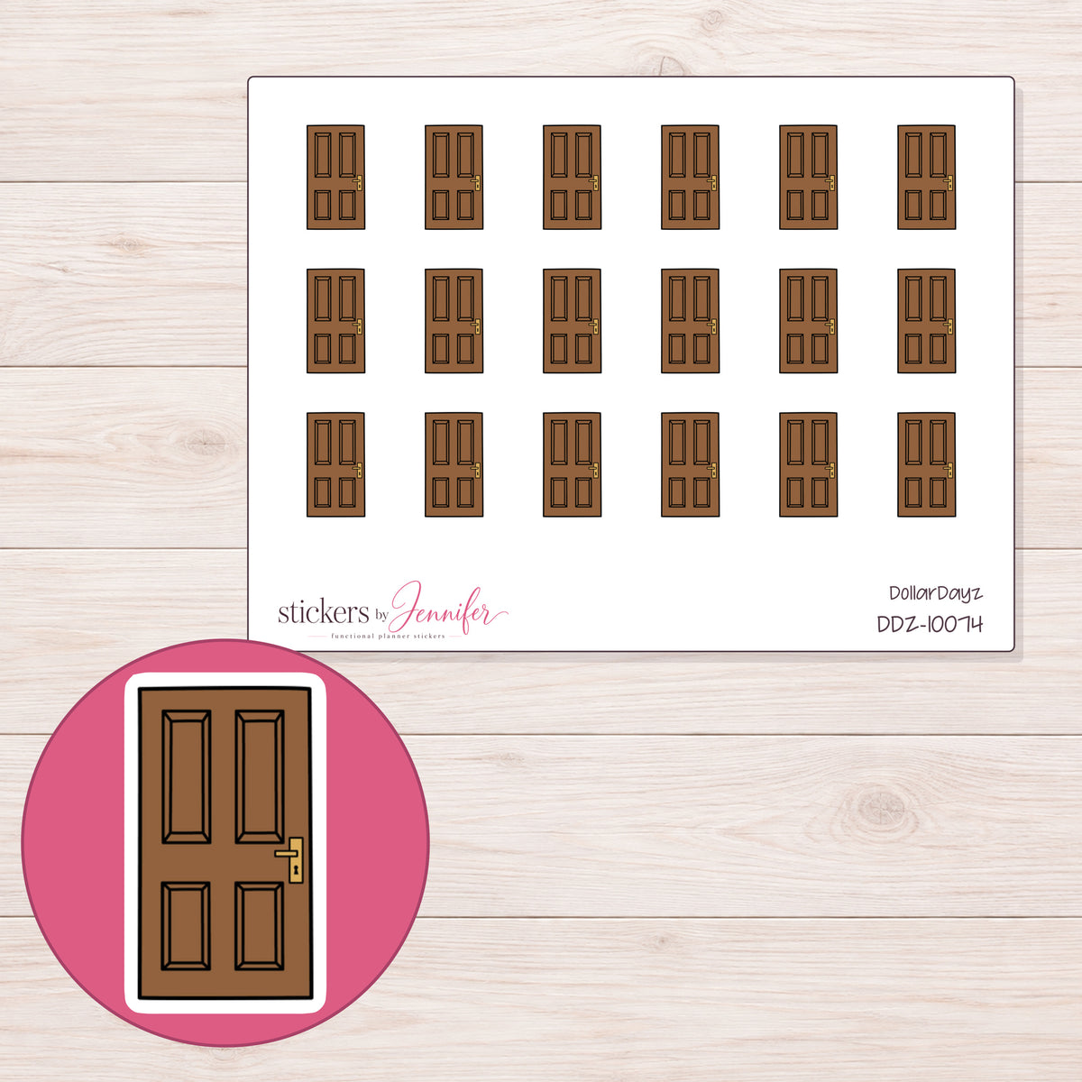 DDZ-10074 planner sticker sheet with enlarged sticker detail