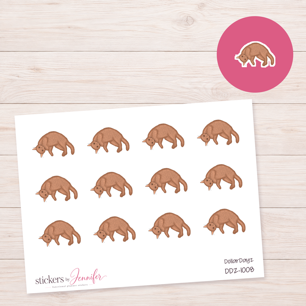 Brown Cat Planner Stickers | DDZ-1008
