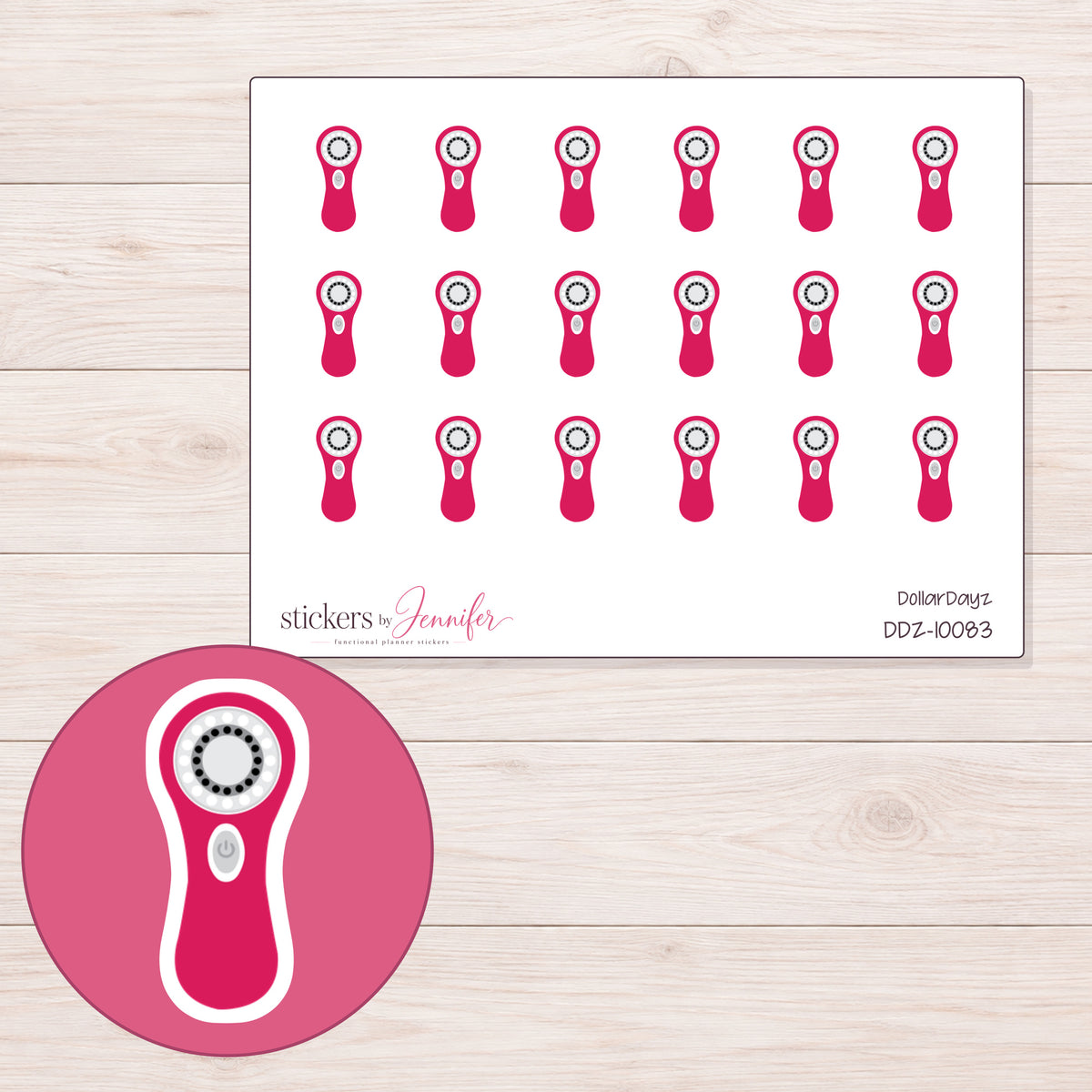 DDZ-10083 planner sticker sheet with enlarged sticker detail
