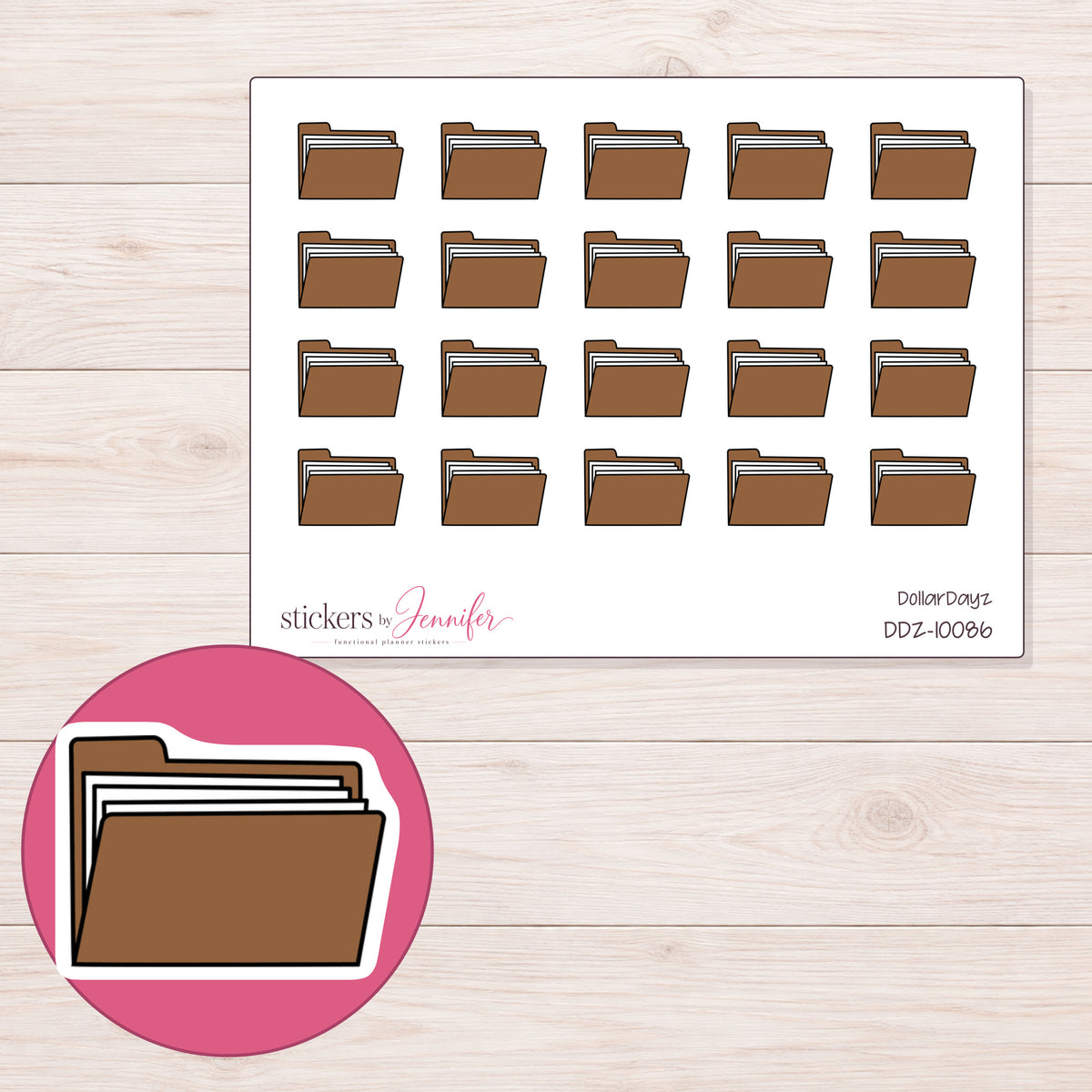 DDZ-10086 planner sticker sheet with enlarged sticker detail
