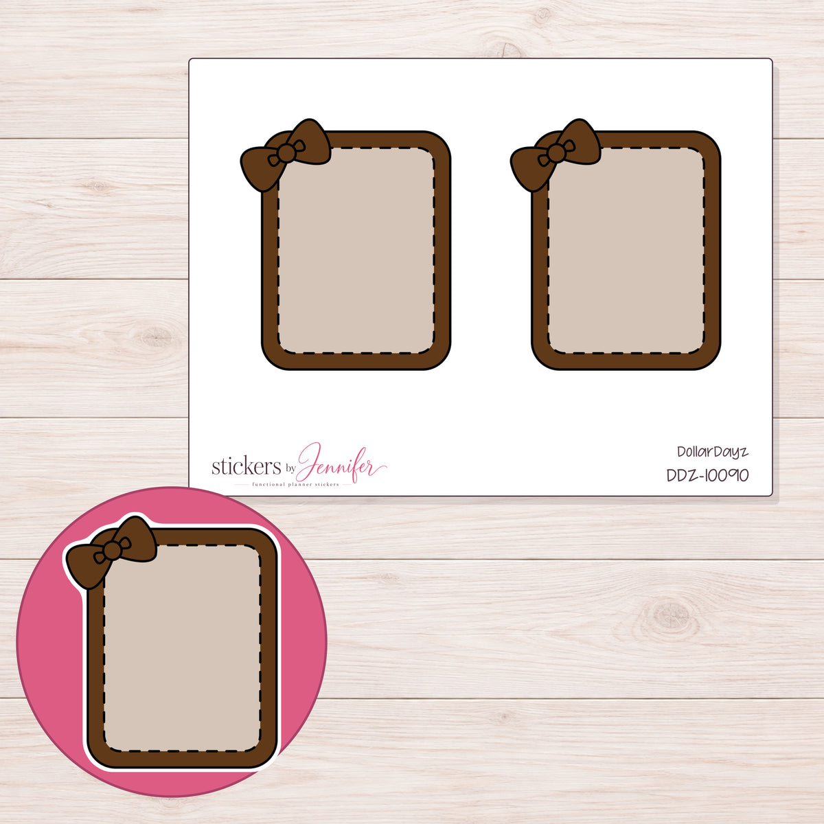 DDZ-10090 planner sticker sheet with enlarged sticker detail