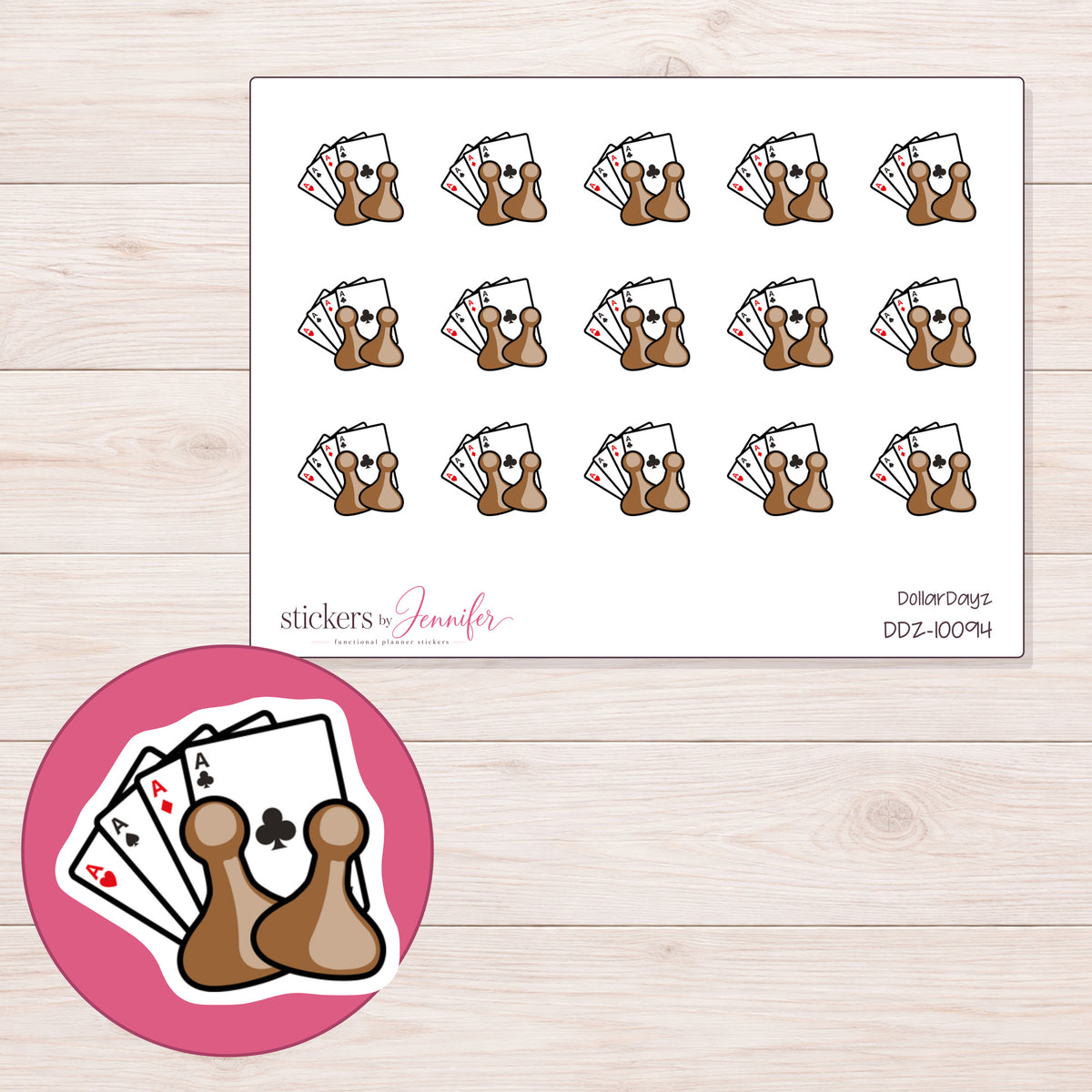 DDZ-10094 planner sticker sheet with enlarged sticker detail