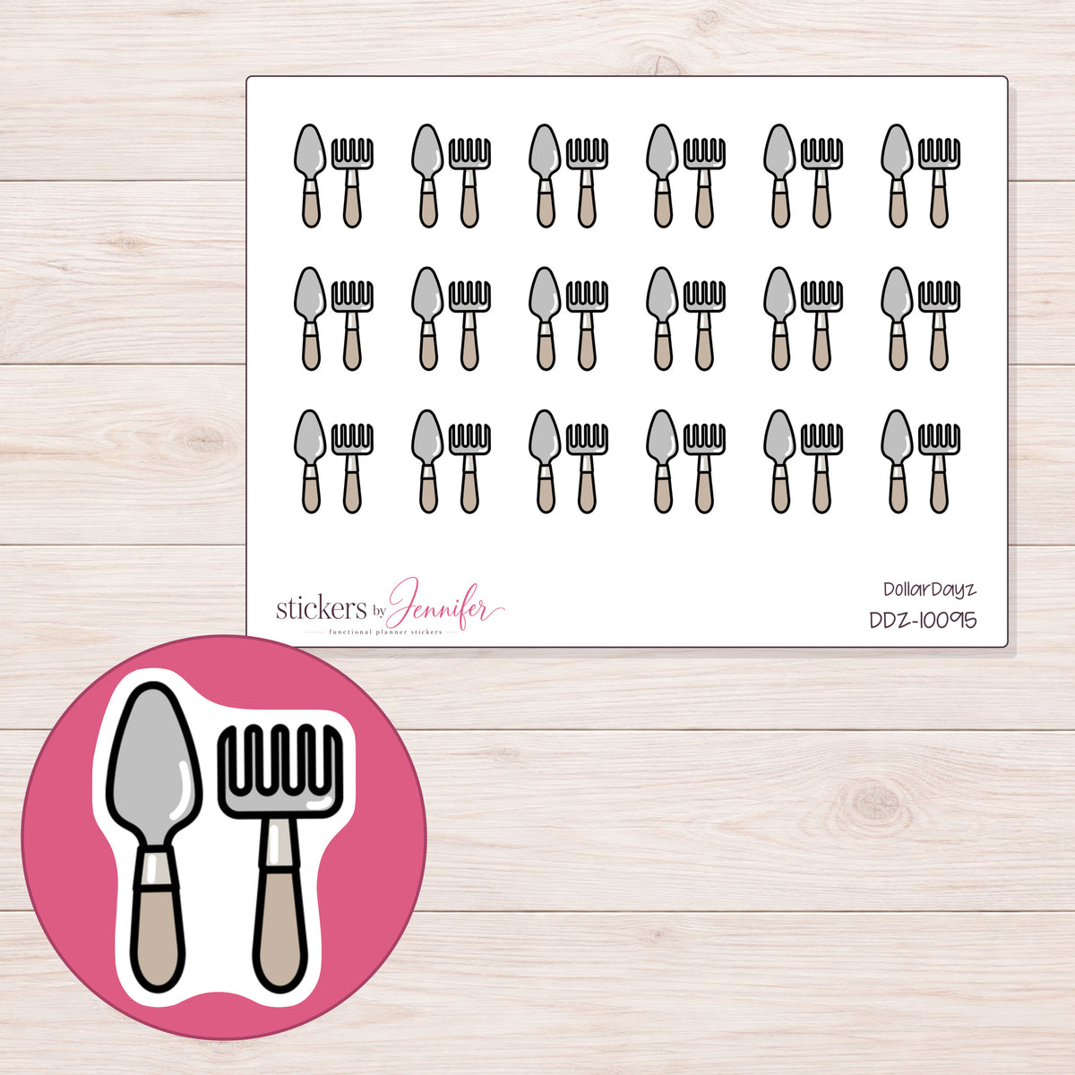 DDZ-10095 planner sticker sheet with enlarged sticker detail