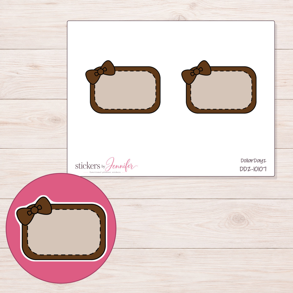 DDZ-10107 planner sticker sheet with enlarged sticker detail