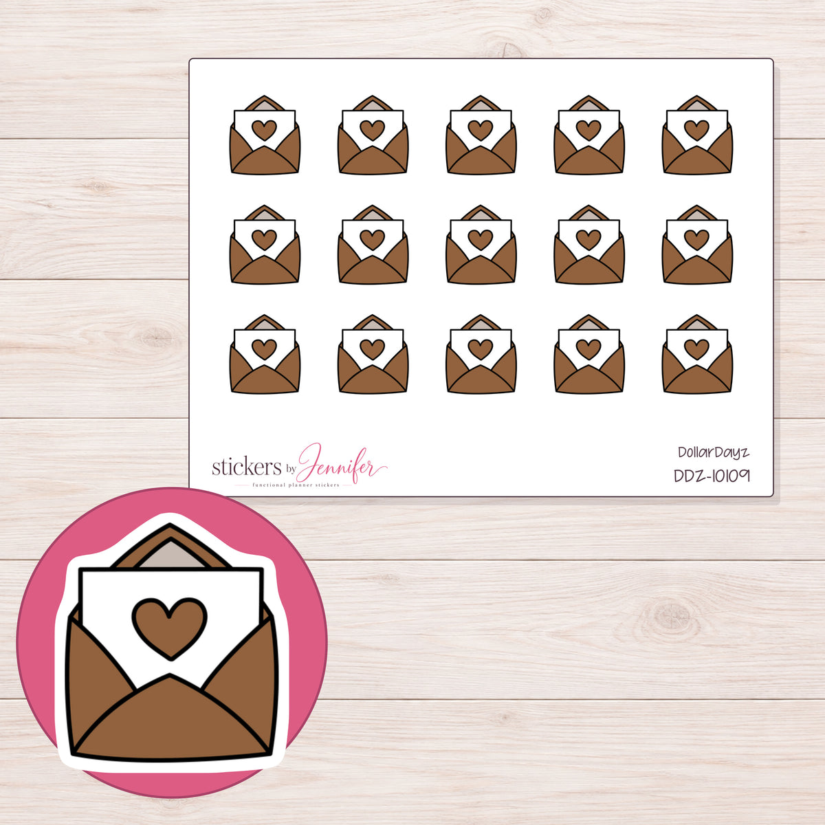 DDZ-10109 planner sticker sheet with enlarged sticker detail