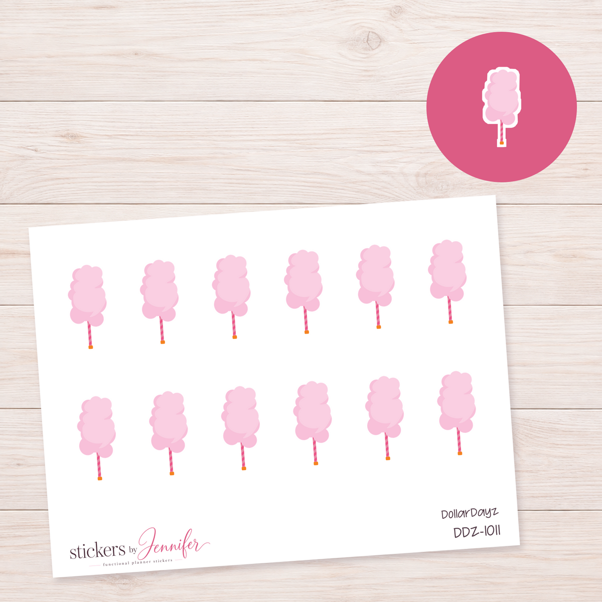 Pink Cotton Candy Planner Stickers | DDZ-1011