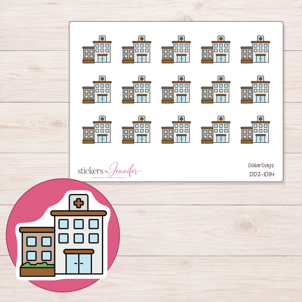 DDZ-10114 planner sticker sheet with enlarged sticker detail