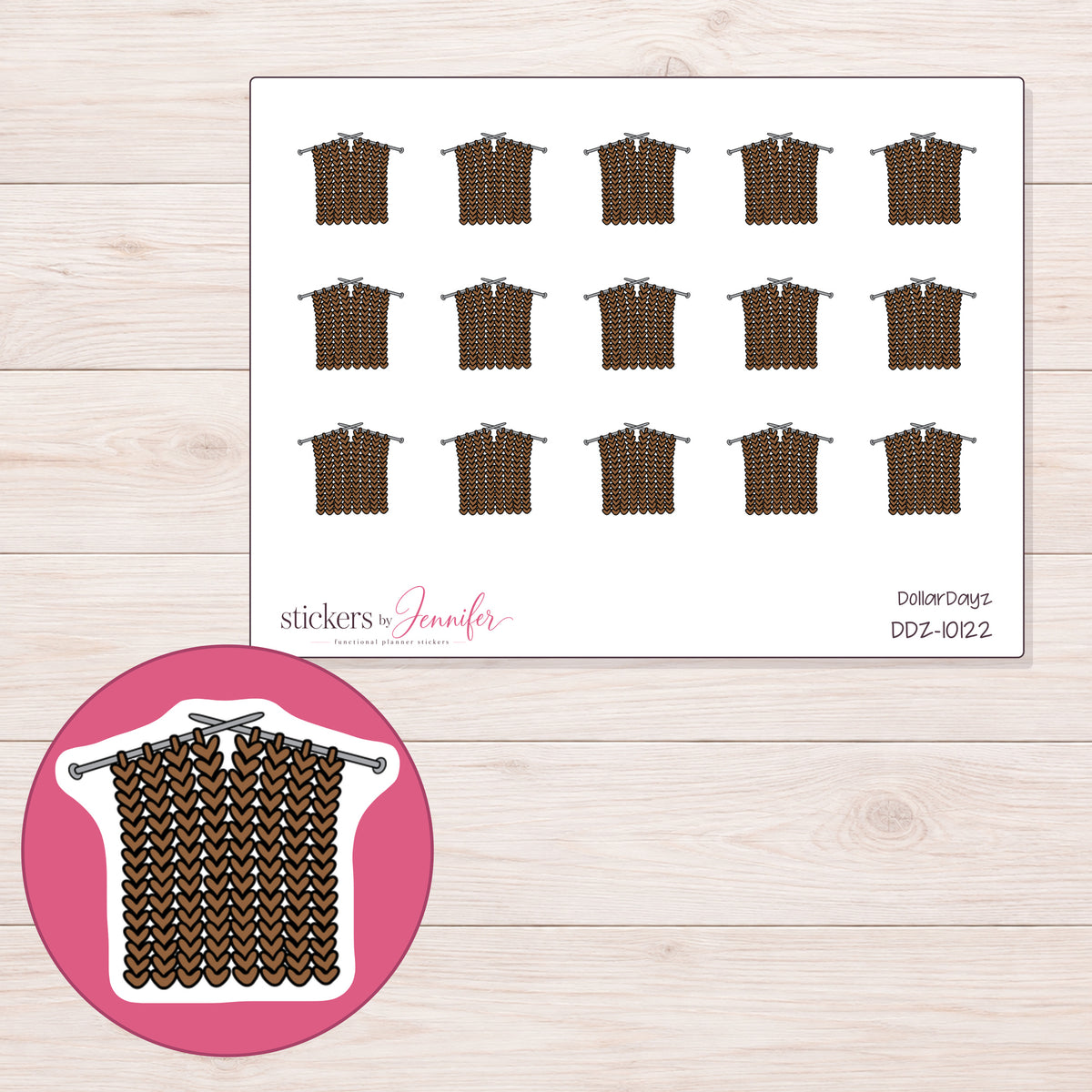 DDZ-10122 planner sticker sheet with enlarged sticker detail