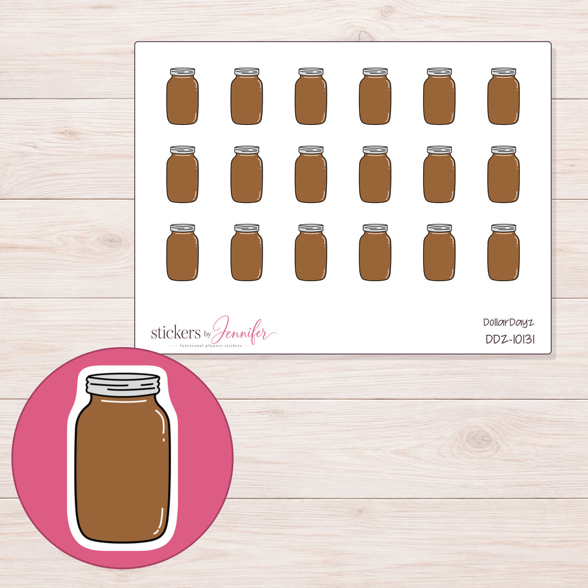 DDZ-10131 planner sticker sheet with enlarged sticker detail