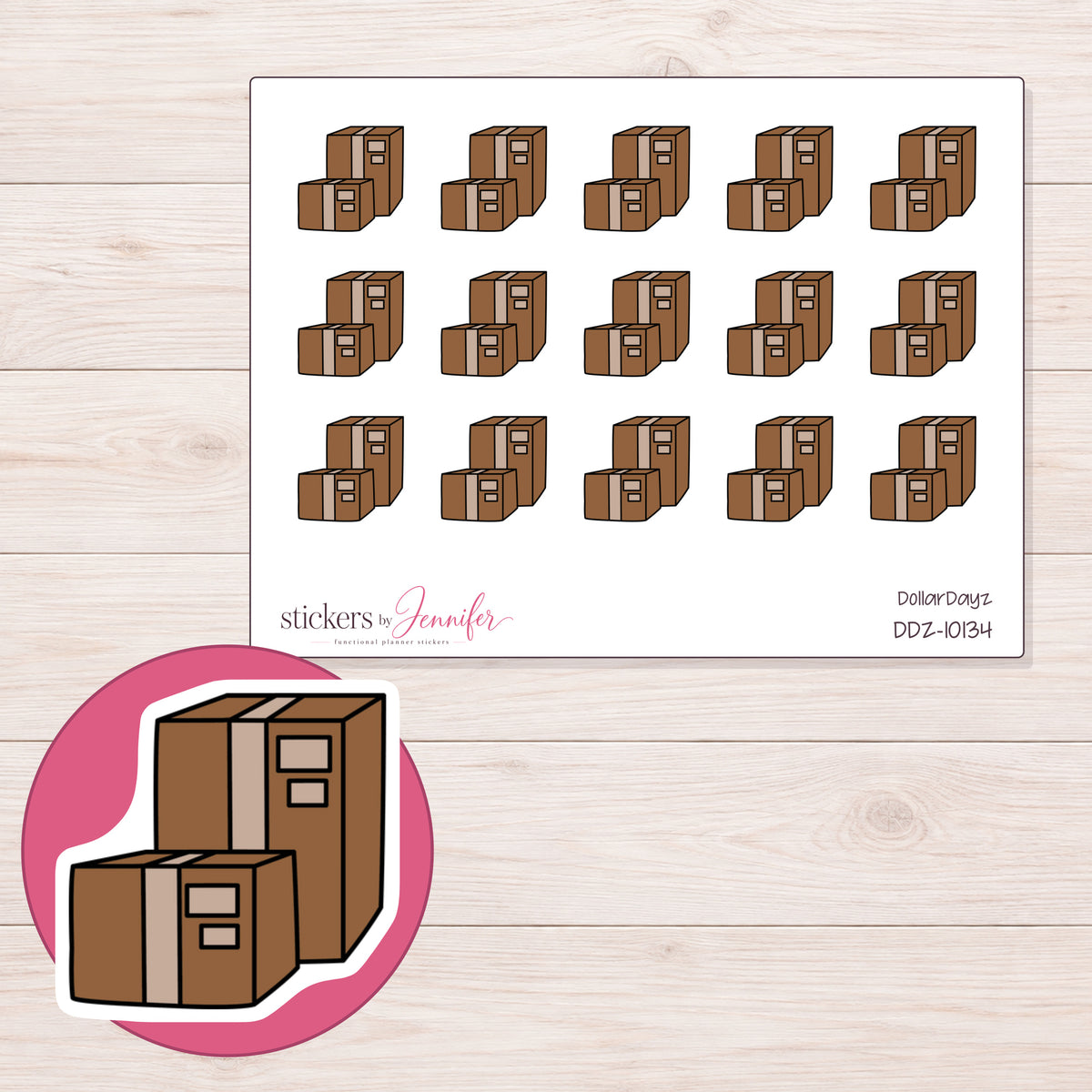DDZ-10134 planner sticker sheet with enlarged sticker detail