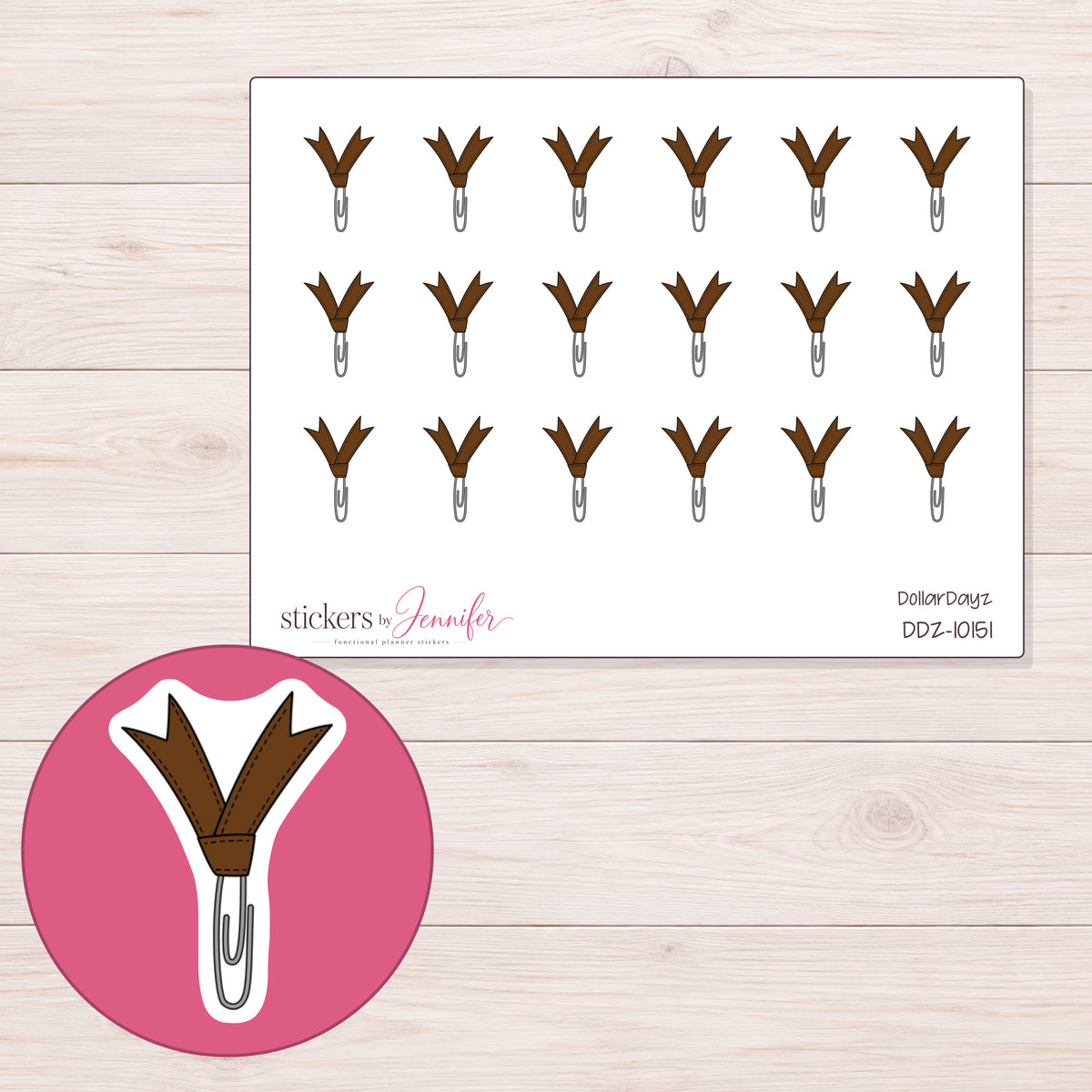DDZ-10151 planner sticker sheet with enlarged sticker detail