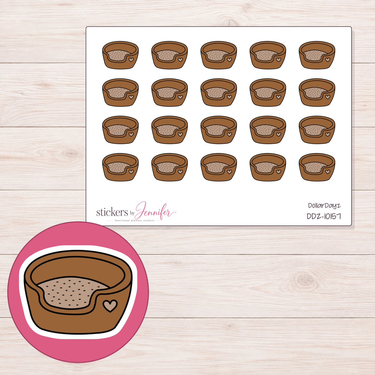 DDZ-10157 planner sticker sheet with enlarged sticker detail