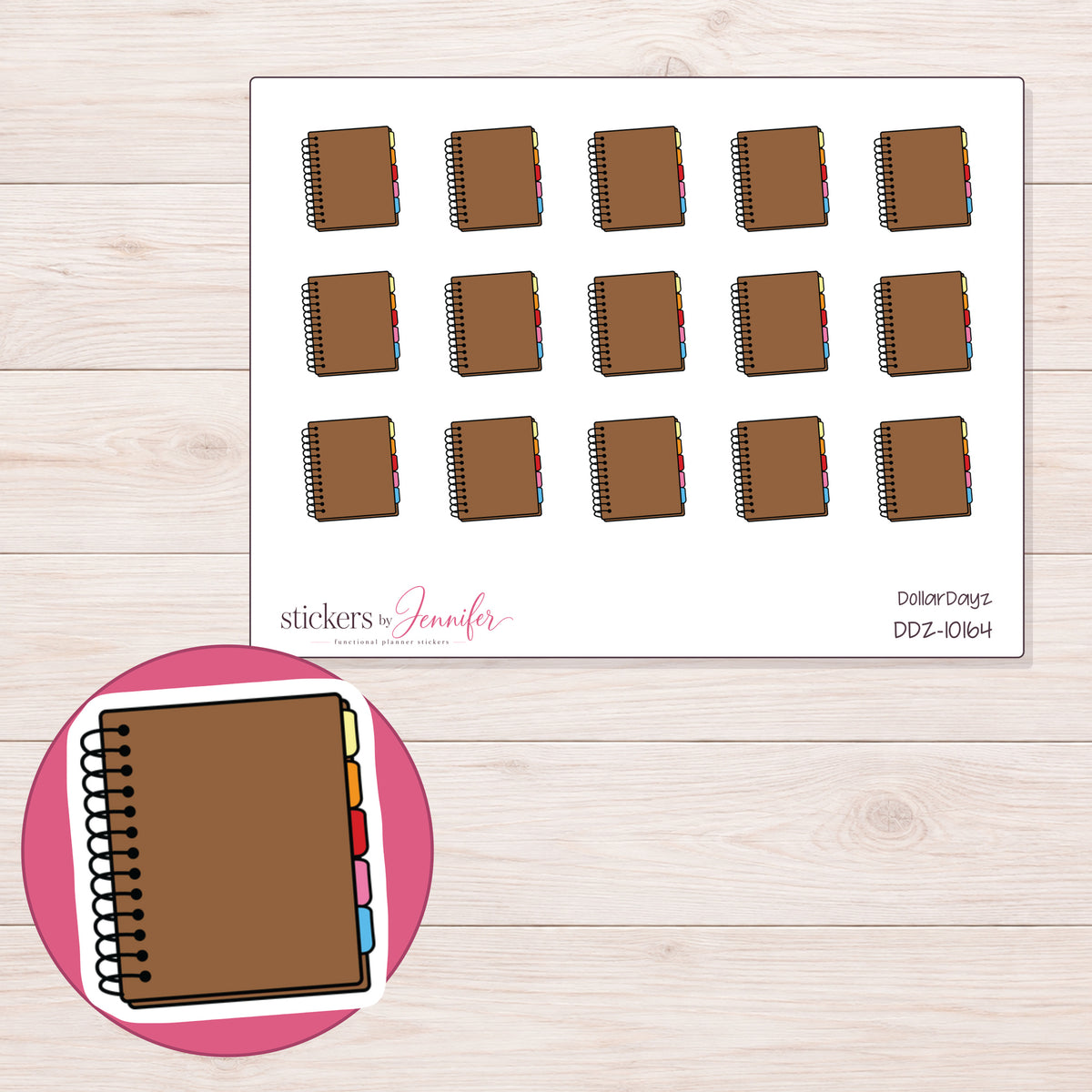 DDZ-10164 planner sticker sheet with enlarged sticker detail