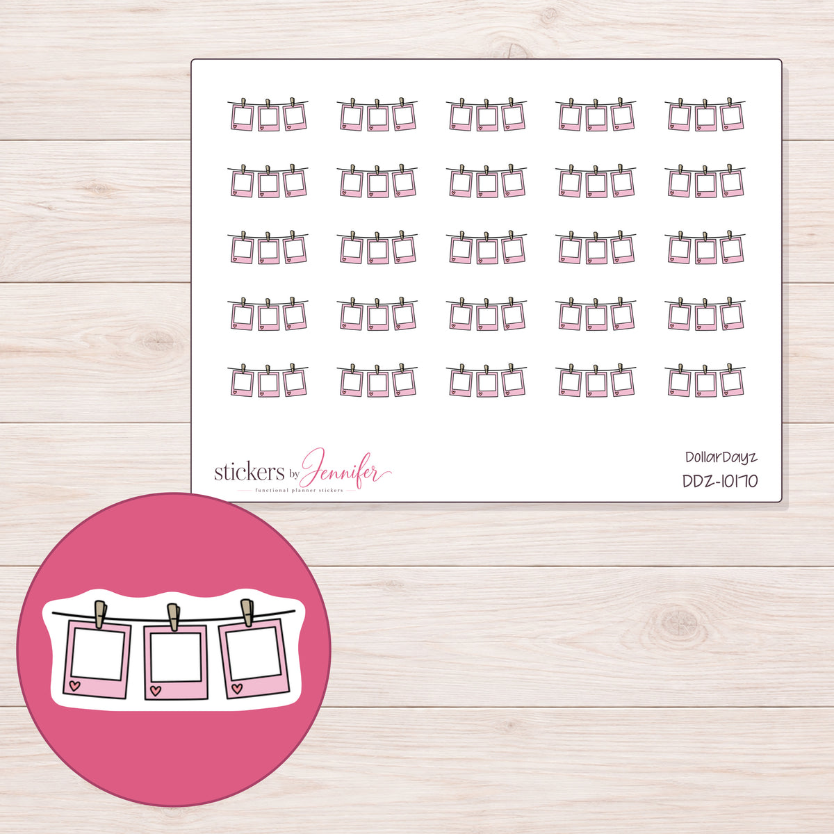 DDZ-10170 planner sticker sheet with enlarged sticker detail