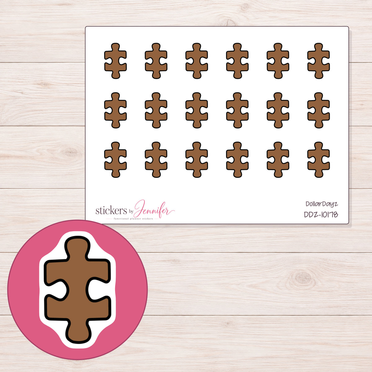 DDZ-10178 planner sticker sheet with enlarged sticker detail