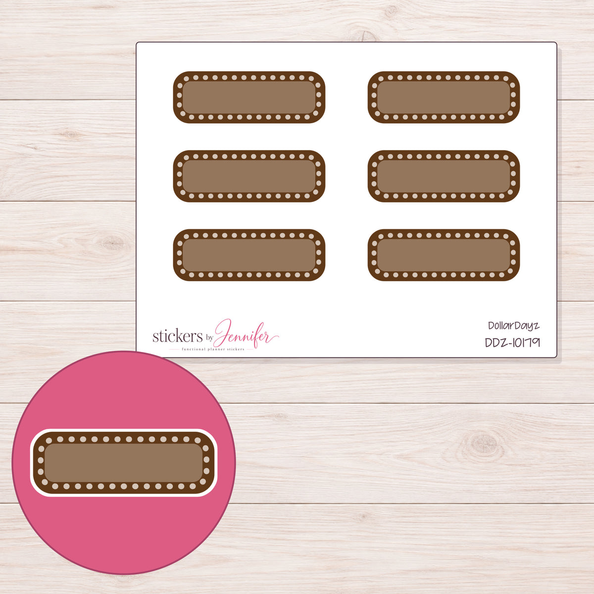 DDZ-10179 planner sticker sheet with enlarged sticker detail