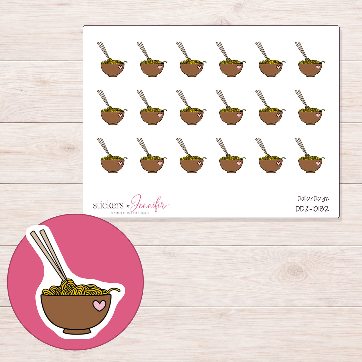 DDZ-10182 planner sticker sheet with enlarged sticker detail