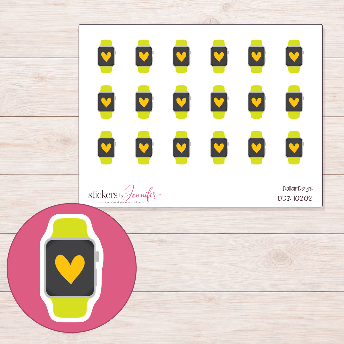DDZ-10202 planner sticker sheet with enlarged sticker detail