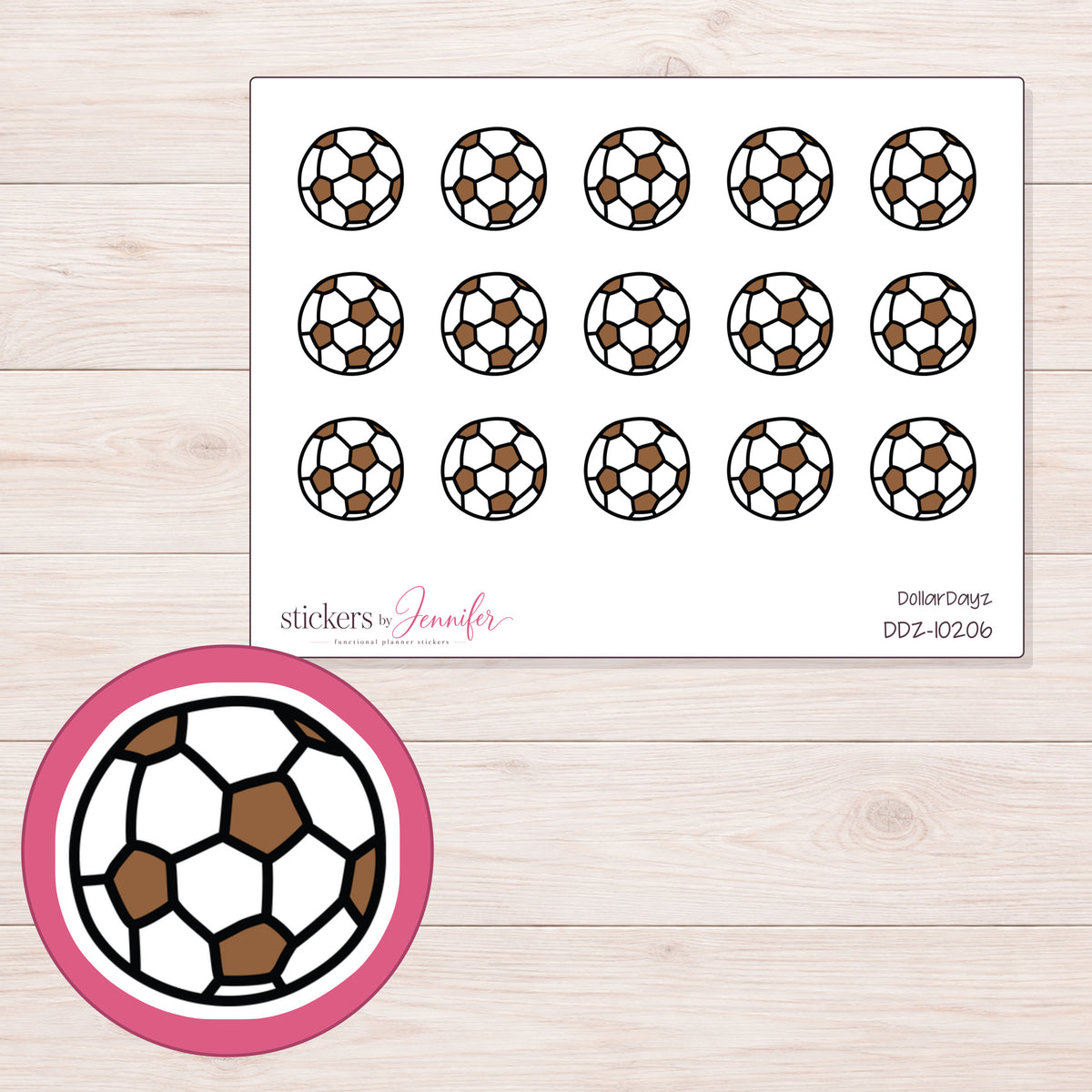 DDZ-10206 planner sticker sheet with enlarged sticker detail