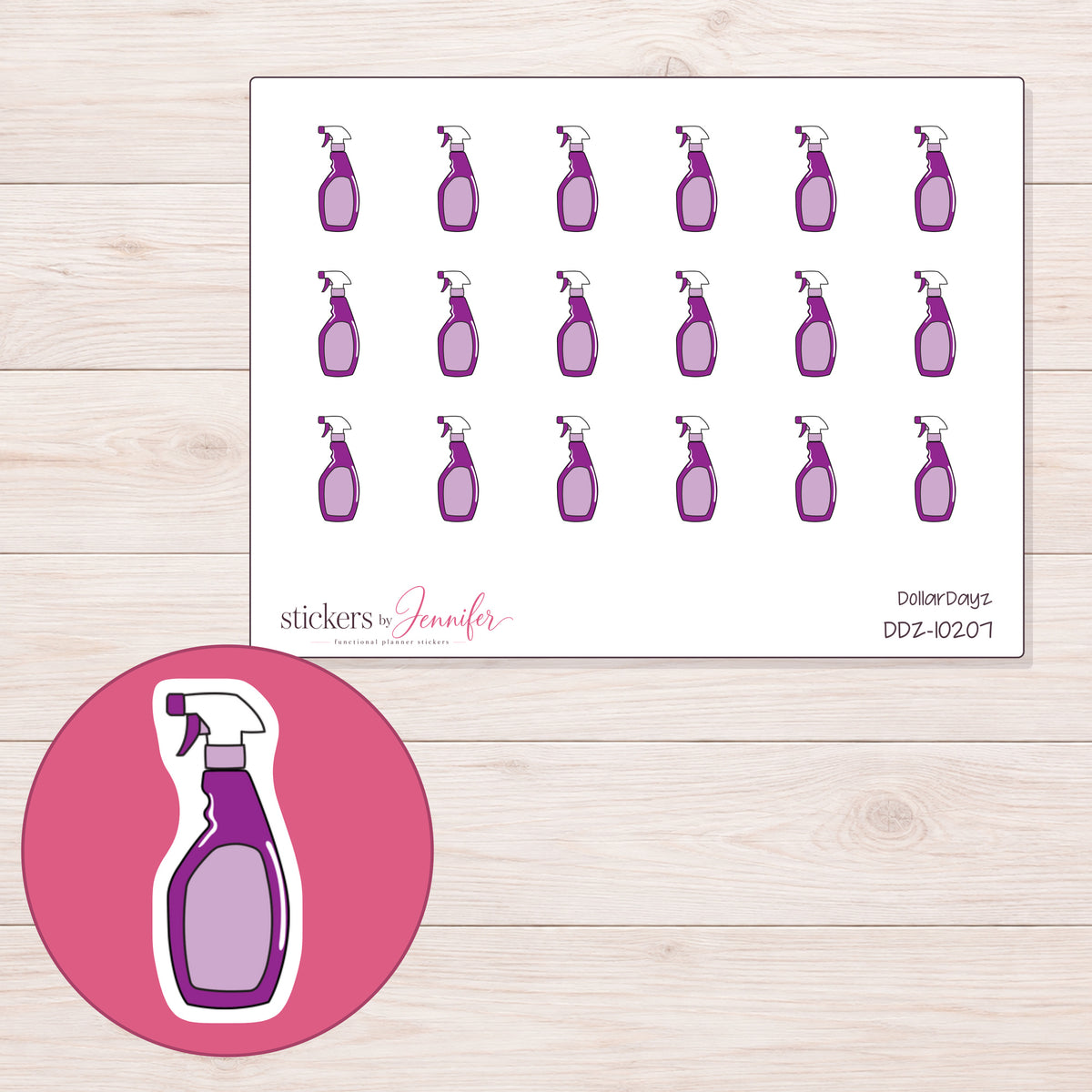 DDZ-10207 planner sticker sheet with enlarged sticker detail