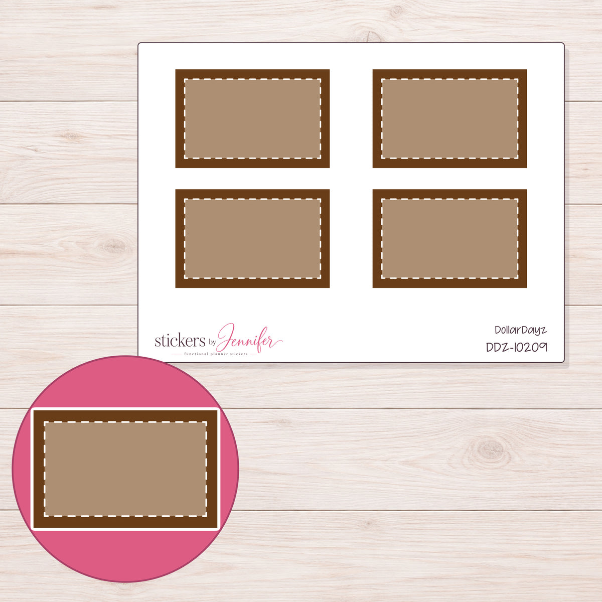 DDZ-10209 planner sticker sheet with enlarged sticker detail