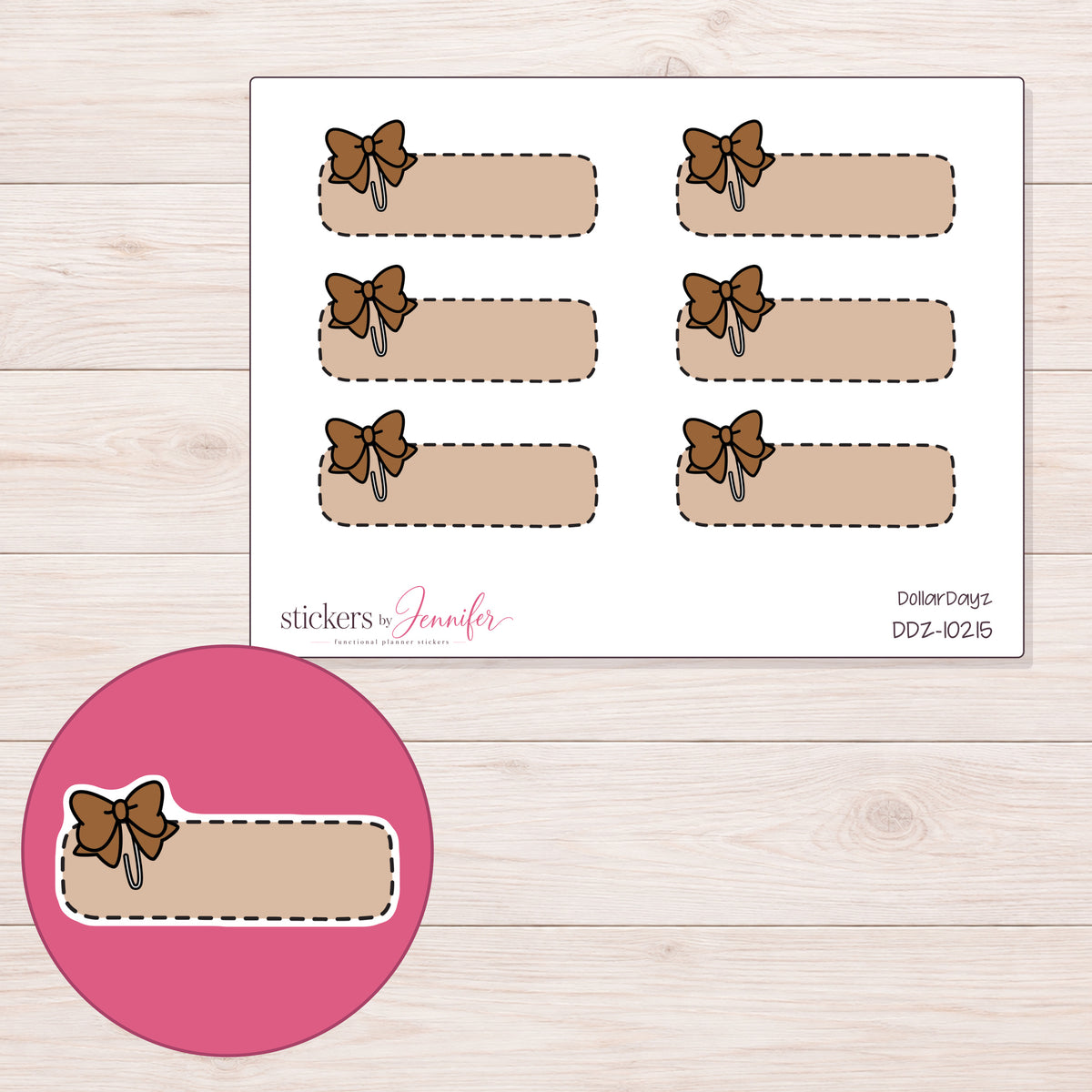 DDZ-10215 planner sticker sheet with enlarged sticker detail