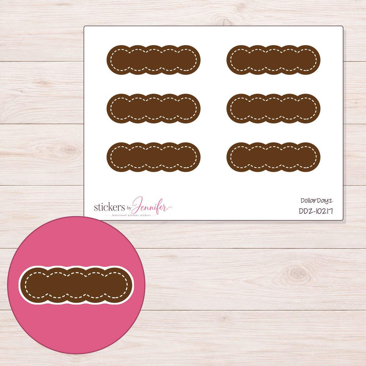 DDZ-10217 planner sticker sheet with enlarged sticker detail