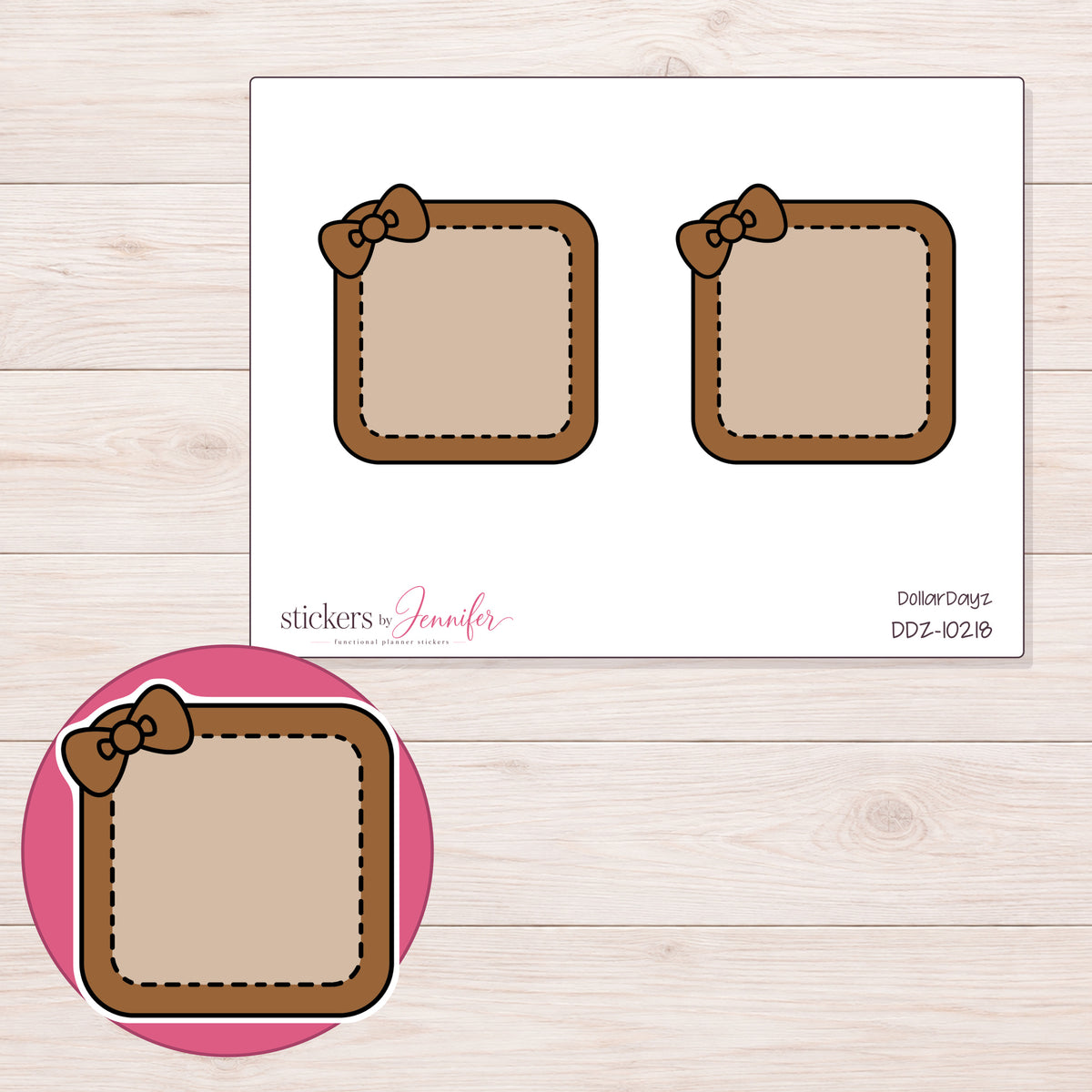 DDZ-10218 planner sticker sheet with enlarged sticker detail