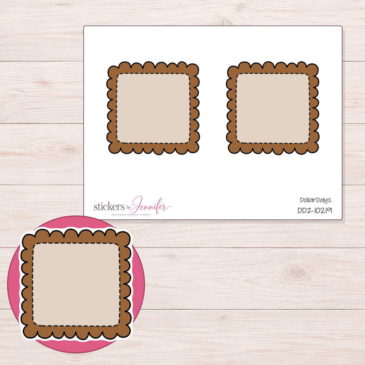 DDZ-10219 planner sticker sheet with enlarged sticker detail