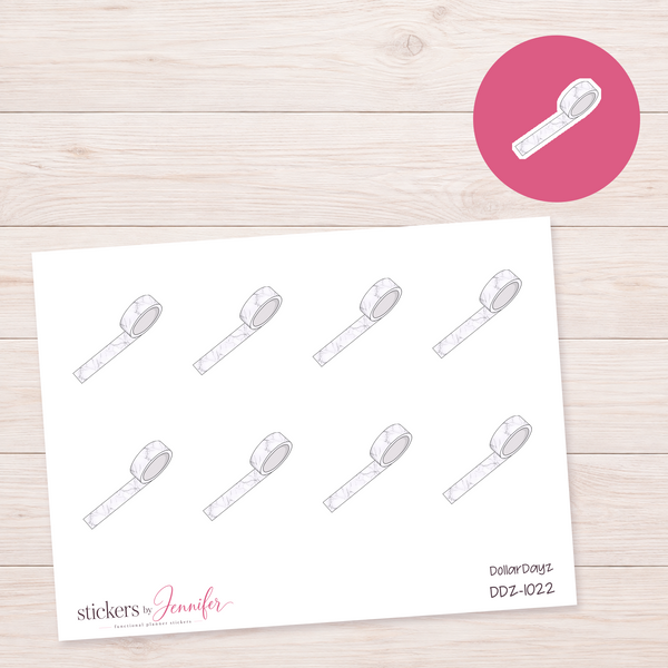 White Patterned Tape Planner Stickers | DDZ-1022