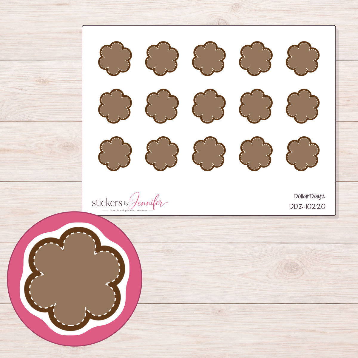 DDZ-10220 planner sticker sheet with enlarged sticker detail