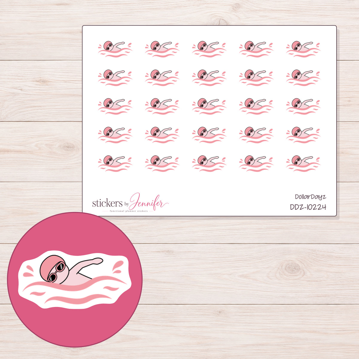 DDZ-10224 planner sticker sheet with enlarged sticker detail