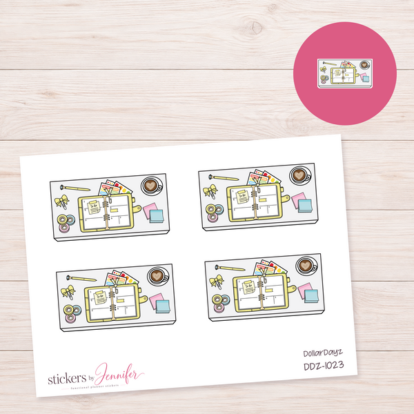 Yellow Open Planner Workspace Planner Stickers | DDZ-1023