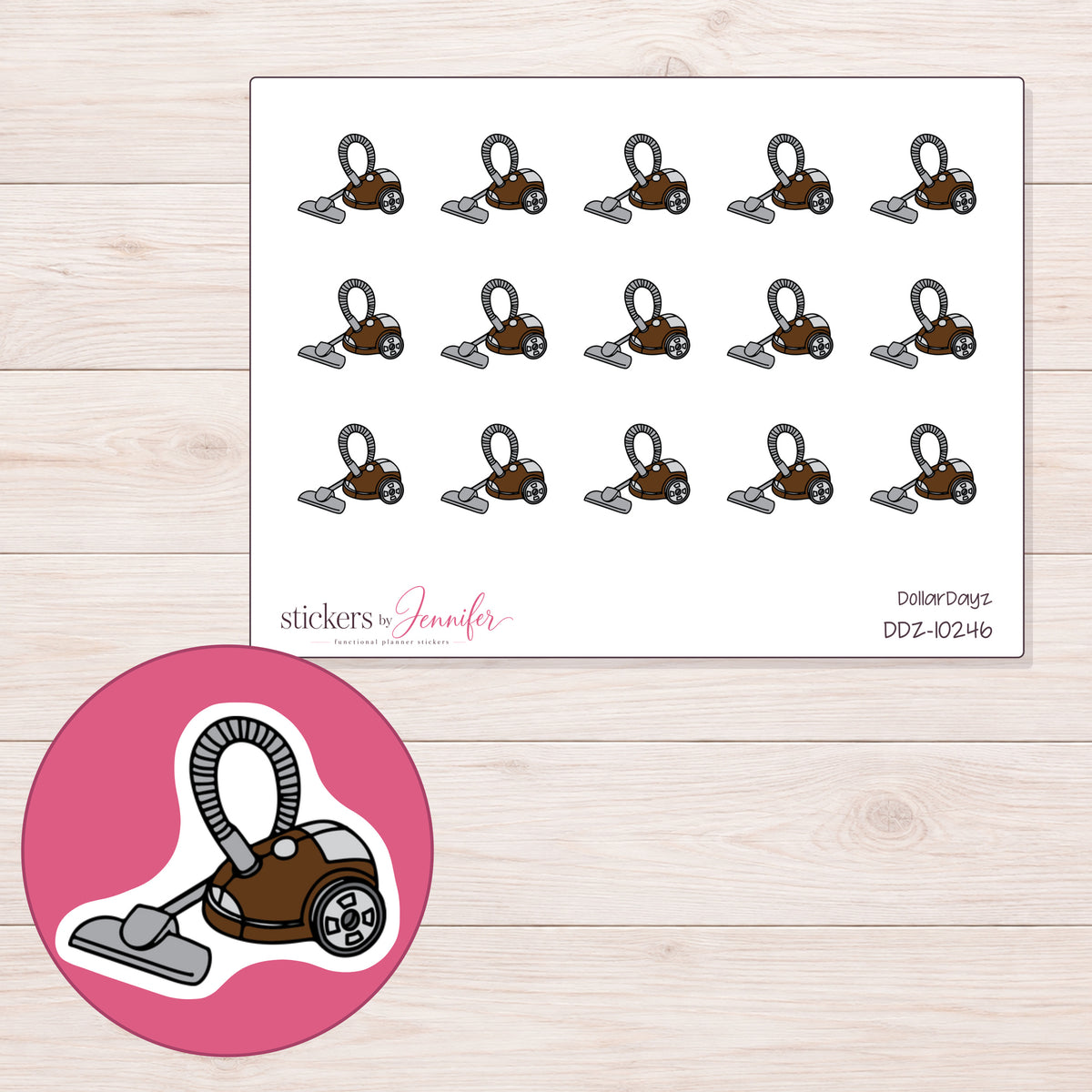 DDZ-10246 planner sticker sheet with enlarged sticker detail