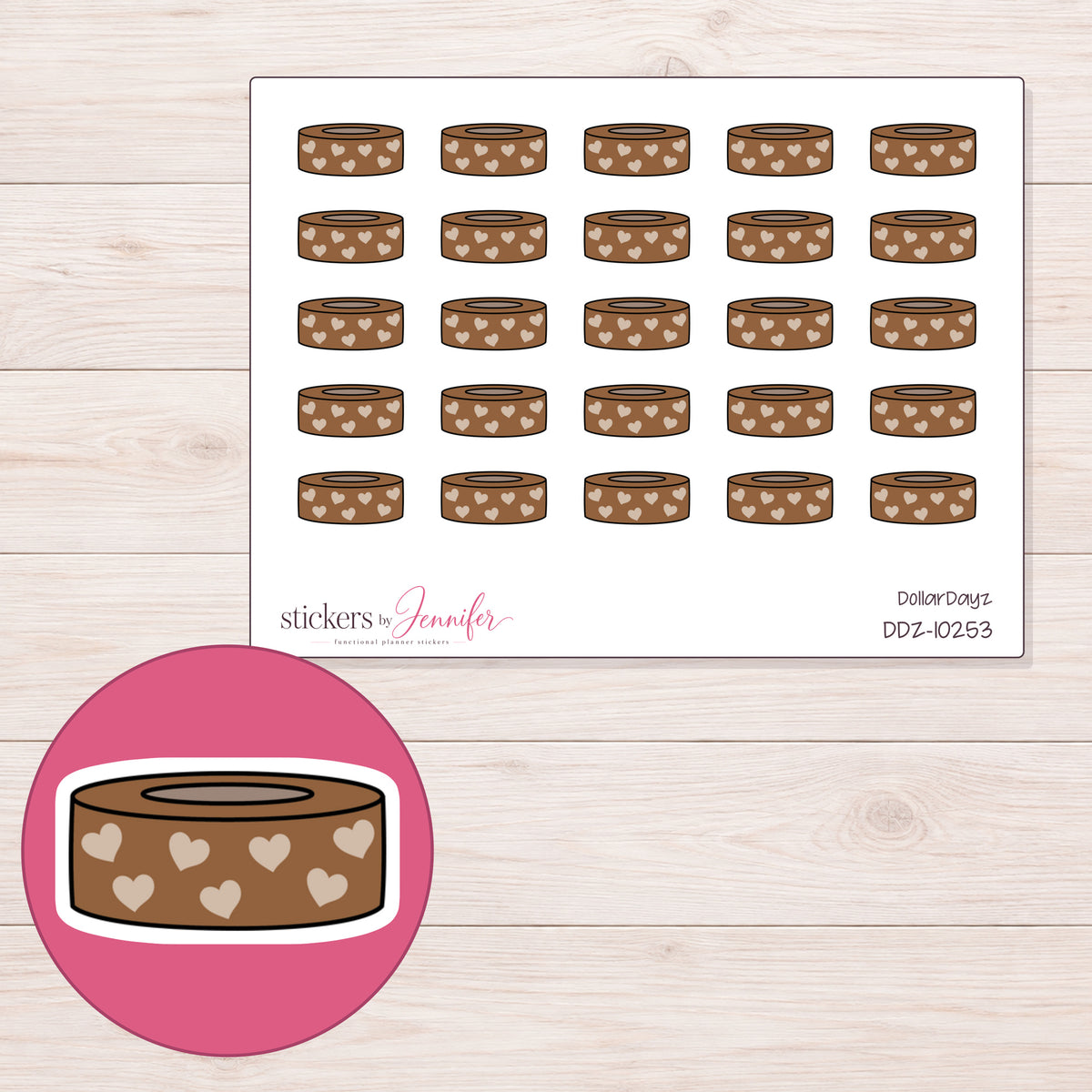 DDZ-10253 planner sticker sheet with enlarged sticker detail