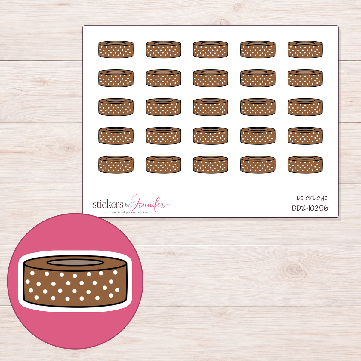 DDZ-10256 planner sticker sheet with enlarged sticker detail