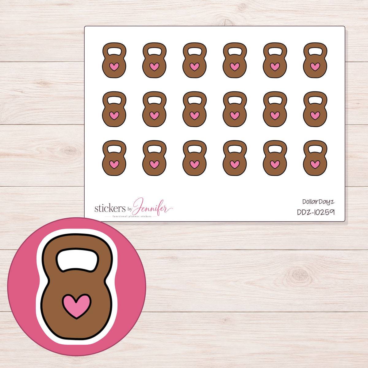 DDZ-10259 planner sticker sheet with enlarged sticker detail