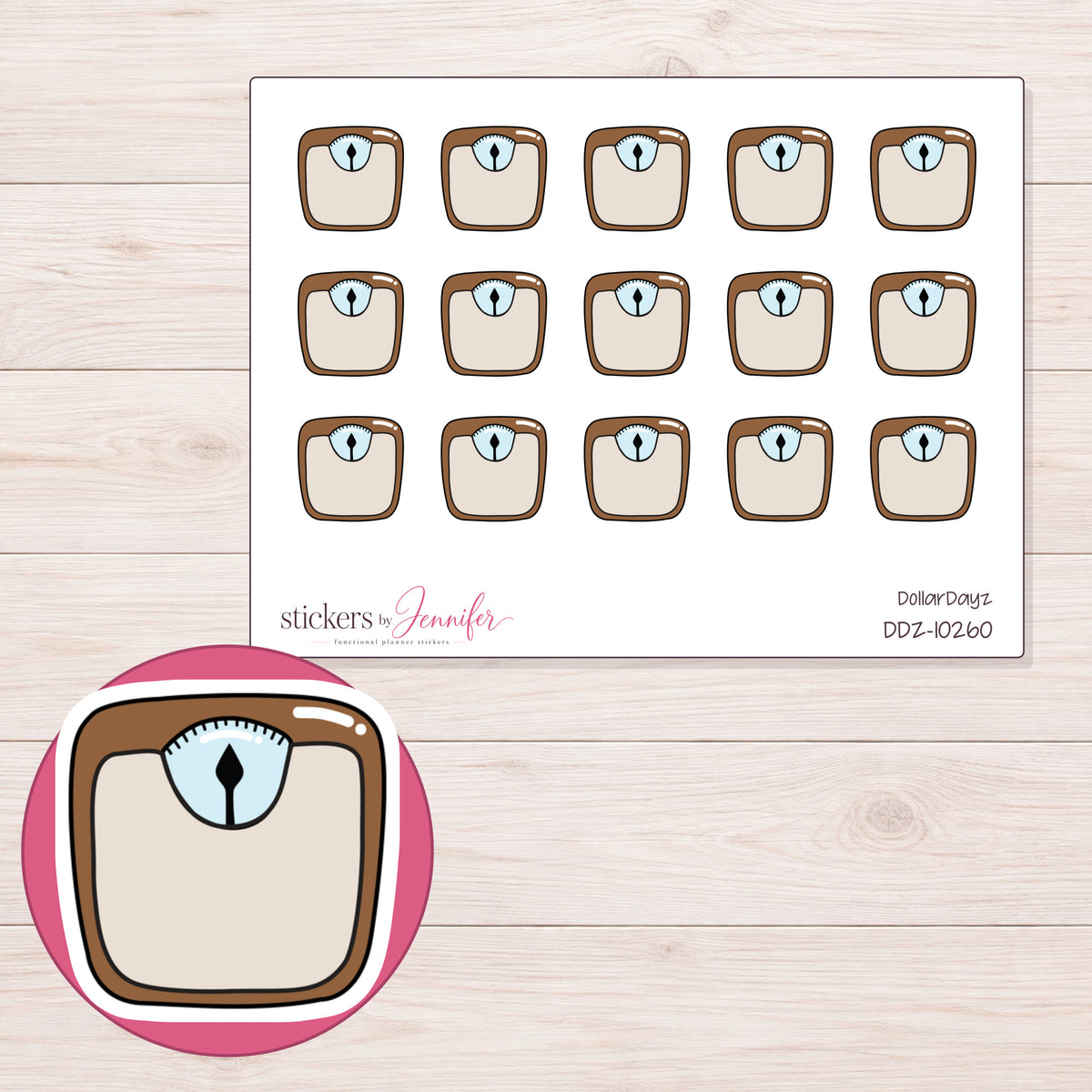 DDZ-10260 planner sticker sheet with enlarged sticker detail