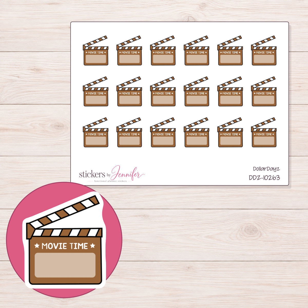 DDZ-10263 planner sticker sheet with enlarged sticker detail