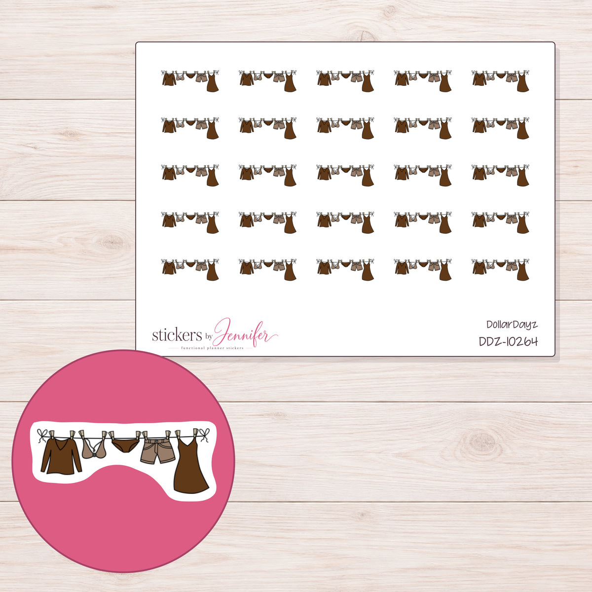 DDZ-10264 planner sticker sheet with enlarged sticker detail