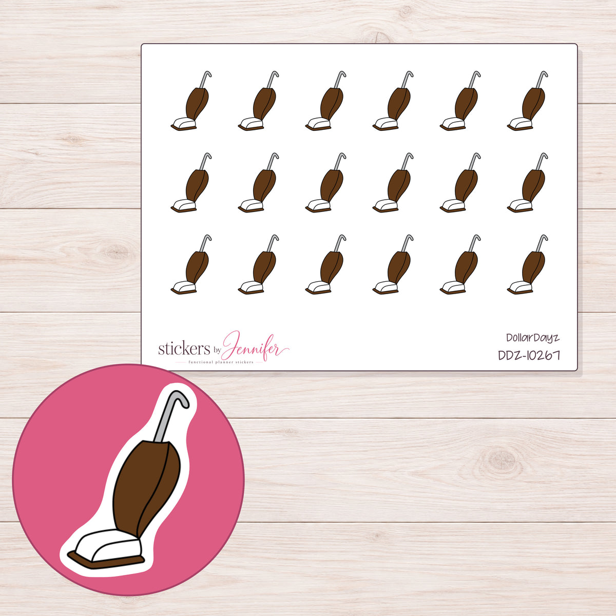 DDZ-10267 planner sticker sheet with enlarged sticker detail