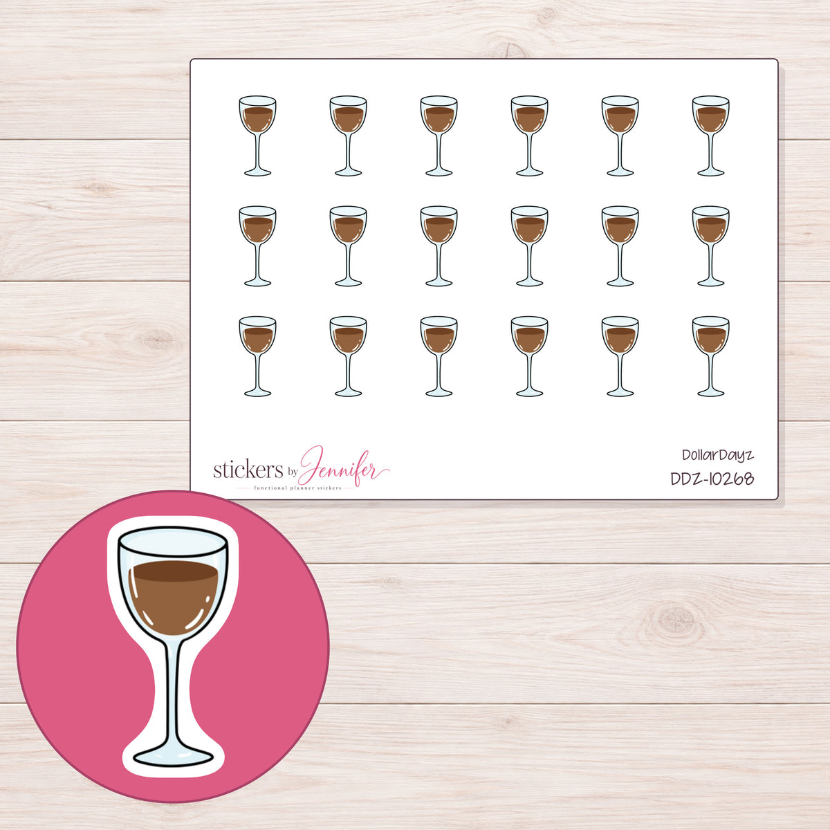 DDZ-10268 planner sticker sheet with enlarged sticker detail