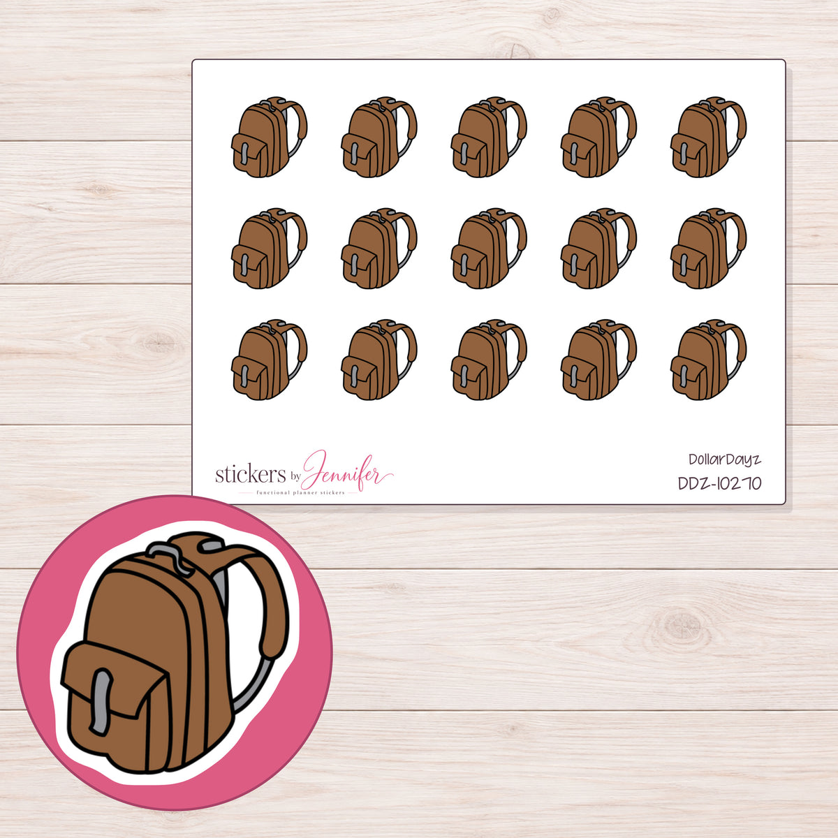 DDZ-10270 planner sticker sheet with enlarged sticker detail